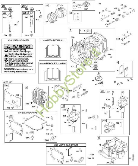 E - Coppa/coperchio carter motore, set guarnizioni motore, cilindro, olio, set guarnizioni valvole, albero motore, biella/anelli/pistone B&S - 28 €¦ 286707-1143-E2 brand Stihl